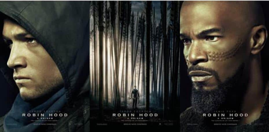Novos pôsteres de ‘Robin Hood – A Origem’ destacam Egerton e Foxx como Robin e John
