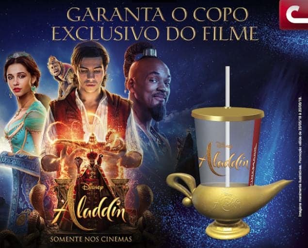 Aladdin estreia na Cinemark do Centro Comercial Aricanduva com copo exclusivo e lâmpada mágica