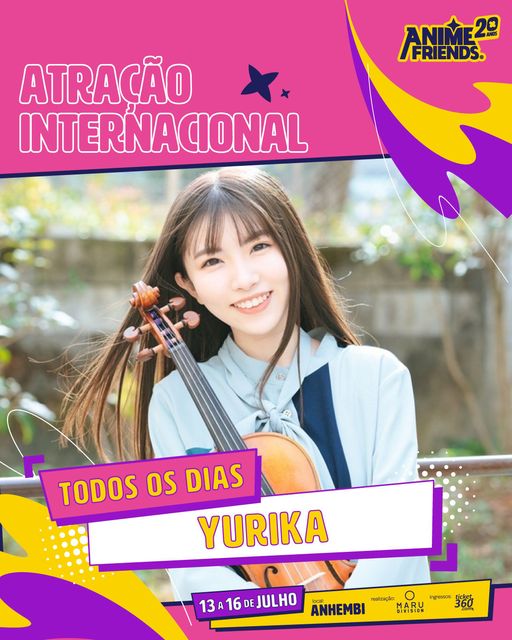 A violinista japonesa Yurika é atração confirmada no Anime Friends 2023